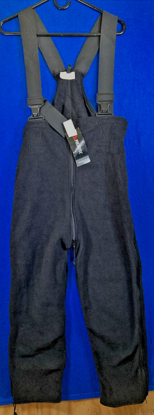 Polartec Fleece Bib Overalls Black Medium-Long NEW Cold Weather Overalls - Picture 1 of 16